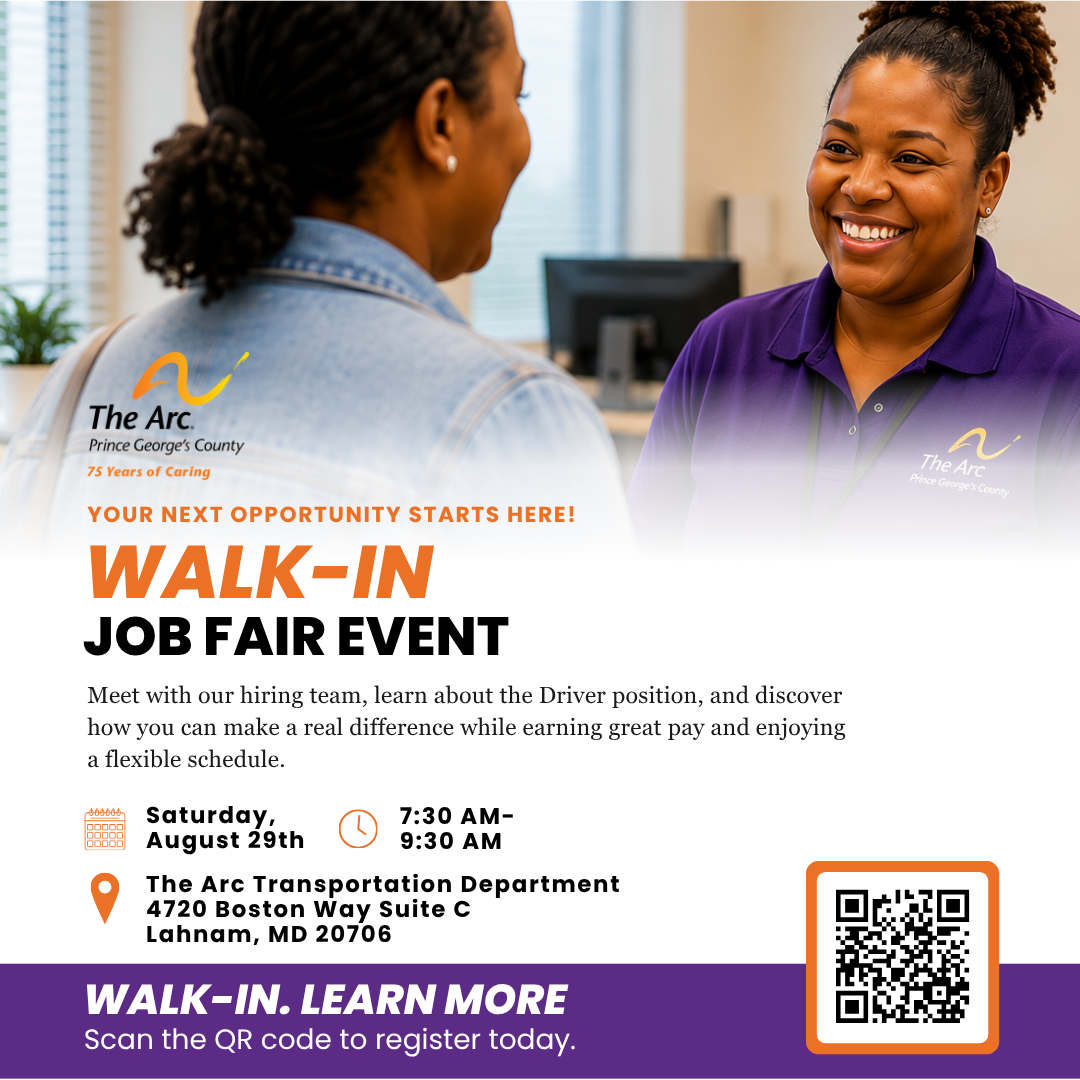 Walk-In Job FairDriverPosition_V2 Flyer promoting a two-day virtual training, "Trauma-Informed Care for Individuals with IDD for Professionals," led by Dr. Zipporah Levi-Shackleford on August 19 and 26, 2026, covering trauma awareness, interventions, crisis prevention, and practical application.<br />